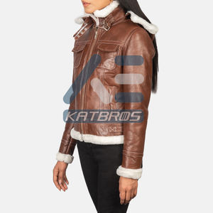 Veste en cuir véritable pour femme, forme moderne, toucher doux, coupe chaude, qualité supérieure, élégante, prête pour la ville - Product Image 5