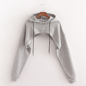 สไตล์Streetwearแฟชั่นยอดนิยมของผู้หญิงCrop Top Hoodies/ขนาดบวกสวมใส่สบายๆแขนยาวผู้หญิงCrop Top Hoodies - Product Image 5