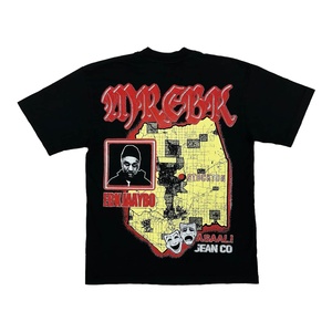 ASALI-Camiseta de gran tamaño para hombre y mujer, jersey de color negro pesado, estampado con logotipo de hip hop, 100% algodón, transpirable, bajo MOQ - Product Image 2