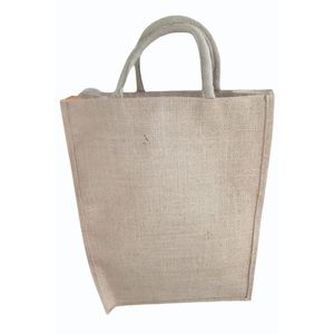 Medium-Sized Jute & Canvas Tote Hand <b>Bags</b> Eco-Friendly Custom Printed Zipper Closure with <b>Long</b> Rope or Cotton Handle for Gift - Product Image 1