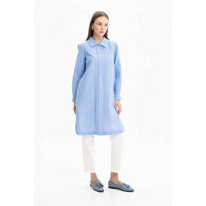 <b>Blue</b> Woven Fabric Crash Relaxed Fit <b>Tunic</b> - Product Image 2