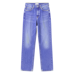 Jean en denim vintage coupe slim pour homme, taille mi-haute, bleu personnalisé, écologique, grande taille, respirant, avec logo patchwork à la taille - Product Image 4