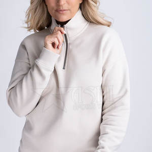 Jersey de media cremallera para mujer de alta calidad, sudadera con forro polar, logotipo bordado personalizado, cuello levantado liso en blanco, productos para caballos - Product Image 1