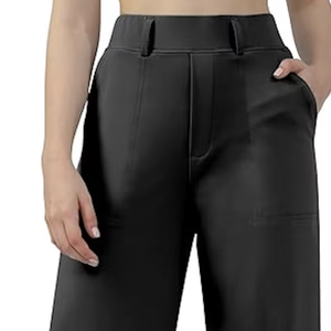 <b>WOMENS</b> PULL ON WIDE STRAIGHT LEG BUSINESS CASUAL WORK SLACKS WITH POCKETS NEW ARRIVAL - Product Image 1