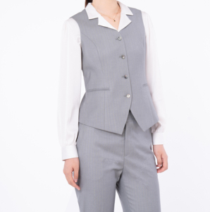 Traje Formal de Oficina para Mujer, 3 Piezas, Corte Entallado, Color Gris, Solapa de Pico, Botones Dobles, Estilo Ejecutivo 2026 - Product Image 3