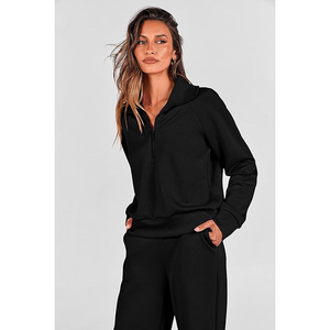 <b>Women's</b> Casual Winter <b>Plus</b> <b>Size</b> Lightweight <b>Tracksuit</b> Sets Solid Printed Breathable 2-Piece Outfits Half Zip Sweatshirts Wide - Product Image 3