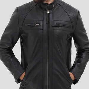 Chaqueta de cuero auténtico de vaca para hombre, diseño moderno, personalizada con bordado, cómoda y suave. - Product Image 5