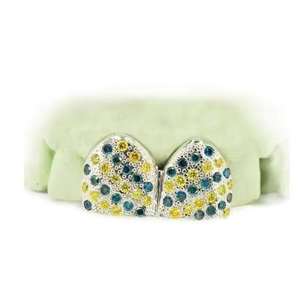 ขายส่ง งานคุณภาพดี ชุบโรเดียมเงินแท้ 925 ประดับมอร์แกไนต์  แบบกริลล์ซ สไตล์ฮิปฮอป ขัดเงา - Product Image 4