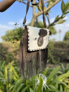 กระเป๋าหนังกลับแบบมีพู่สำหรับสะพายข้าง,กระเป๋าแฮนด์เมดหนังวัวกระเป๋าซ่อนโบฮีเมียน - Product Image 2