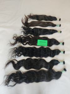 100% Naturel En Vrac Ondulé/Curl Wave Non Transformé Vierge Indien Temple Extensions De Cheveux Humains Vendeur En Gros HD Dentelle Noir Couleur - Product Image 5