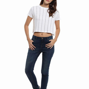 Nueva moda Streetwear señoras recortadas Tops de secado rápido Crop Top cuello redondo sólido camisetas señoras Popular Crop Top 100% algodón - Product Image 4