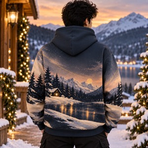 Christmas Inspired Custom Unisex Hoodies Winter Pullover Sweatshirt 100%Cotton Fleece Breathable OEM Clothing Manufacturer - Product Image 2