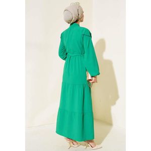 Benetton vestido de encaje abotonado de talla única para mujer patrón Floral estilo de fiesta Formal translúcido característica Empire Puff para el día de primavera - Product Image 4