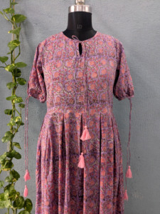 Indien main bloc imprimé femmes élégant Voile coton robe d'été robe de gland écologique - Product Image 2