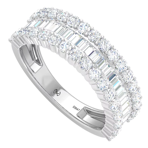 Anillo de Oro Sólido de 14K para Mujer con 57 Diamantes Naturales de Corte Brillante Redondo |   1.30 quilates de peso total |   Estilo de Lujo - Product Image 1