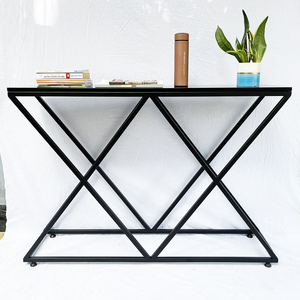XConcept CST007 Modern <b>Console</b> Table <b>Black</b> Wood Top and Iron Frame for Entry Villa Living Room Hotel or Bedroom Decor - Product Image 6