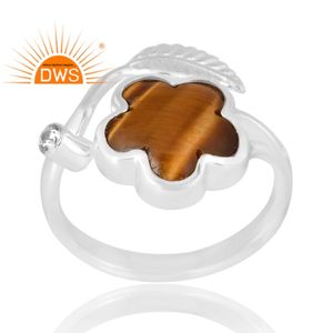Última Venta de anillo de piedras preciosas de Plata de Ley 925 Ojo de Tigre natural amarillo y Cz joyería personalizada para mujeres regalo para ella - Product Image 1