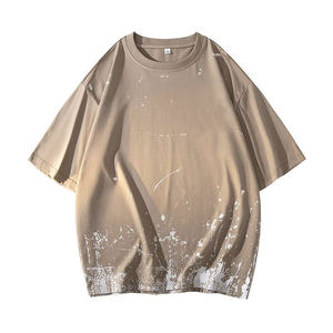 T-shirts avec hommes avant et arrière T-shirt de peinture bouffante surdimensionné avec conception d'impression bouffante unique - Product Image 6