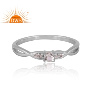 Anillo apilable de piedras preciosas de topacio blanco Natural de plata de ley más vendido Fabricante de joyería personalizada - Product Image 2