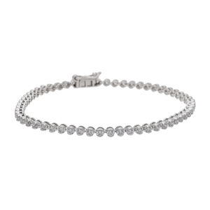 Pulsera DE TENIS simétrica chapada en rodio de oro amarillo atemporal de 14 quilates, brazaletes de diamantes de corte brillante Natural de elegancia diaria - Product Image 3