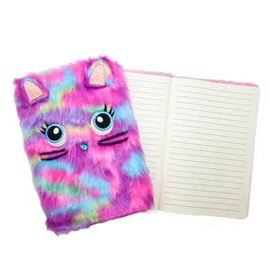 Wholesale Promotional Price Cute Stationery Dairy Cheap Fluffy Plush Notebook