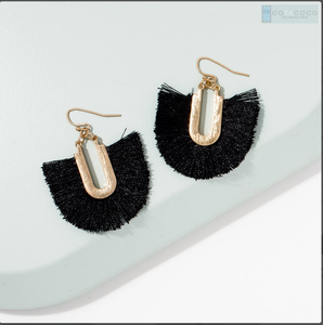 Pendientes de borla de arco modernos, pendientes llamativos, pendientes geométricos, pendientes de borla en forma de abanico, pendientes de borla con flecos - Dorado - Largos - Product Image 2