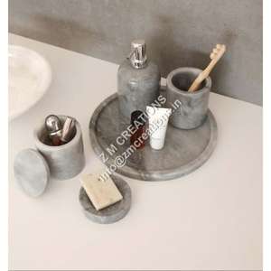 Meilleure vente ensemble de salle de bain en marbre vanités ensemble d'équipement de bain de style côtier étanche belle qualité ensembles d'articles de salle de bain en marbre - Product Image 3