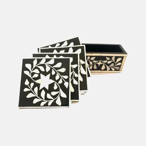 Posavasos Cuadrado de Madera y Incrustaciones de Hueso, Artesanía de Alta Calidad con Diseño Floral, Personalizable a Bajo Precio - Product Image 6