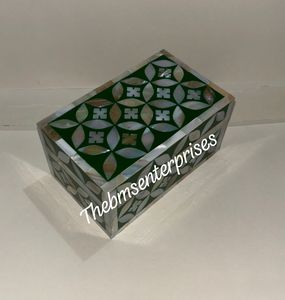 Boîte de nacre de luxe tendance Golfe bleu marine stockage de bijoux Design haut de gamme meilleurs prix de gros coffrets cadeaux en matériau osseux - Product Image 3