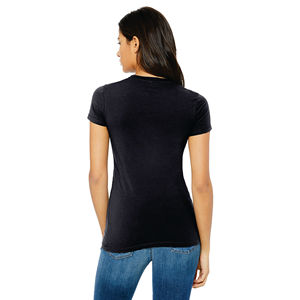 Bande d'épaule plus longue longueur du corps 100% Airlume peignée et anneau de coton filé 32 simple 4.2 oz noir Heather femmes Slim Fit t-shi - Product Image 3