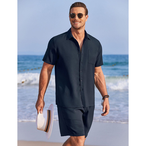 Summer New <b>Men</b> Casual T-Shirt and <b>Shorts</b> Sets <b>Short</b> Sleeve Solid Color 2 Piece Tracksuit Set Made in Pakistan 2025 - Product Image 4