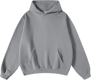 Custom Boxy Oversized Blank Solid Sun Faded Acid Washed Vintage Recortada Zip Up Hoodie Hombres - Product Image 6