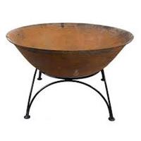 Table de foyer extérieur portable moderne QAMAR OVERSEAS QO-1308AB en fer noir, brûleur à bois, best-seller