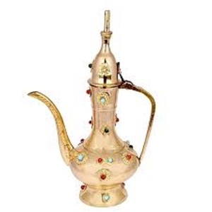 <b>Arabic</b> Brass Metal Aftaba Silapchi <b>Set</b> With Stand Hand Crafted Brass Aftaba With Gold - Product Image 1