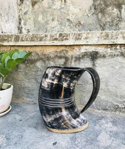 Meilleure qualité fait à la main corne de buffle Viking tasses à boire Style animal poli naturel artisanat exportation inde prix de gros - Product Image 2