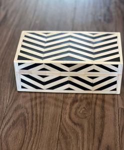 Artisan Crafted Bone Inlay Jewelry <b>Box</b> Velvet Finish <b>Decorative</b> <b>Storage</b> Tabletop Art Deco Jewelry <b>Storage</b> Anniversary Get Well - Product Image 1