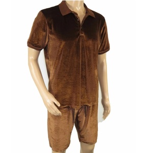 Ensemble de survêtement en velours de qualité supérieure, couleur unie, vêtements d'extérieur, streetwear d'été pour hommes, ensemble de survêtement en velours, t-shirts et shorts, respirant - Product Image 1