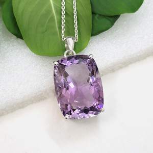 Pendentif en argent sterling avec améthyste, taille coussin, bijoux faits main, haute qualité, design unique, cadeau pour enfants et femmes, vente en gros - Product Image 4