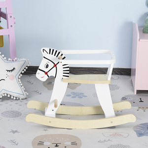 HOMCOM Caballo Balancín Blanco Clásico para Niños 1-3 Años 68x26,5x48cm MDF Madera de Álamo Montar EN EL Borde del Juguete Asas Modelo de Reposapiés - Product Image 2