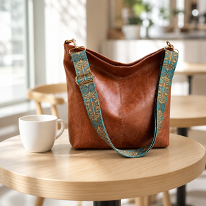 Sac seau en cuir PU pour femme, grande capacité, sac bandoulière avec sangle tressée - Product Image 2