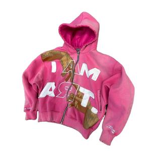 Custom 3D Puff espuma impresa recortada Heavyweight Sudadera con capucha sin cuerda Puff impreso de punto Loose Fit Hoodie Boxy Hoody - Product Image 3