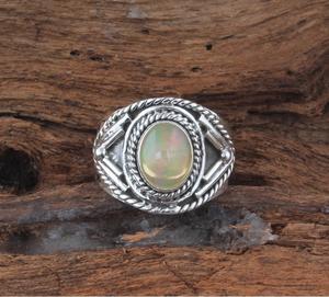 Ethiopian <b>Opal</b> Oval Gemstone <b>Ring</b> 925 Sterling <b>Silver</b> Handmade Organic Band Wedding Jewelry for Women - Product Image 4