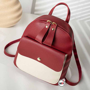 Mochila de Hombro de Piel Sintética de Dos Colores, Estilo Moderno, para Niñas, para la Escuela y Viajes, con Cierre, Suave - Product Image 5