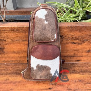 Bolso bandolera de cuero de vaca personalizado al por mayor, bolso de pecho de cuero genuino de alta calidad, bolso de senderismo para viajes al aire libre para Unisex - Product Image 1