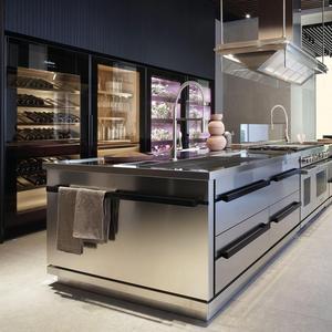 Ensemble d'armoires de cuisine <span class=keywords><strong>en</strong></span> acier inoxydable durable <span class=keywords><strong>en</strong></span> forme de L avec robinet <span class=keywords><strong>pour</strong></span> villas et maisons haut de gamme, <span class=keywords><strong>four</strong></span> encastré, rangement intelligent - Product Image 5