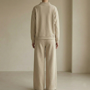 Nouvelle Collection 2026 : Ensemble Minimaliste Monochrome – Short Skinny et Pull Col Montant – Personnalisation Logo – Streetwear 100% Coton - Product Image 2