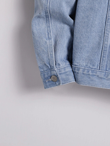 Oem High Quality Custom 100% Cotton Denim Double Zip Up Vintage Stone Washed Bomber <b>Trucker</b> Indigo <b>Jacket</b> For <b>Men</b> - Product Image 3