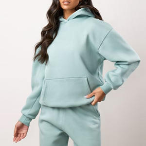 Calidad Premium al por mayor cielo azul hombro caído mujeres 365 ajuste relajado Sudadera con capucha antiarrugas y transpirable sudaderas con capucha en blanco para mujeres - Product Image 1