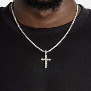 Pendentif croix Vvs Moissanite Gemstone avec argent sterling 925 plaqué or blanc 14k Style Hiphop plaqué or pour breloques de fête - Product Image 2