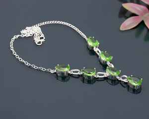 Collier solitaire en argent sterling 925 fait main pour enfants, avec pierre précieuse en améthyste verte en forme de poire, de haute qualité, à porter tous les jours, cadeau - Product Image 5